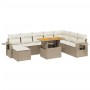 Set de sofás de jardín 9 pzas con cojines ratán sintético beige by , Garden sets - Ref: Foro24-3275739, Price: 780,38 €, Disc...