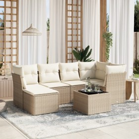 Set sofás de jardín 7 piezas y cojines ratán sintético beige by , Garden sets - Ref: Foro24-3263184, Price: 578,44 €, Discoun...