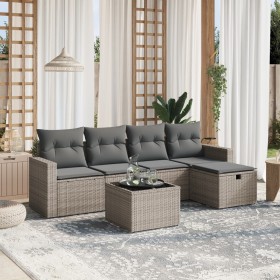 Set de muebles de jardín 6 pzas y cojines ratán