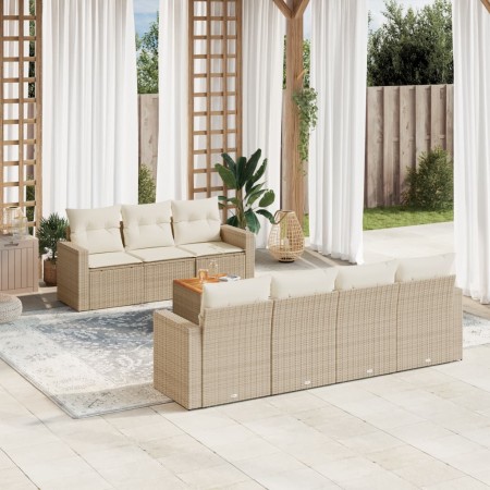 Juego de sofás de jardín con cojines beige 8 pzas ratán PE by , Garden sets - Ref: Foro24-3256359, Price: 633,79 €, Discount: %