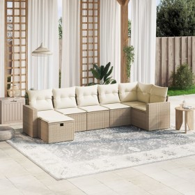 Set sofás de jardín 7 piezas y cojines ratán sintético beige de , Conjuntos de jardín - Ref: Foro24-3263504, Precio: 542,71 €...