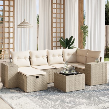 Set sofás de jardín 7 piezas y cojines ratán sintético beige von , Gartensets - Ref: Foro24-3264424, Preis: 607,25 €, Rabatt: %