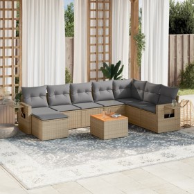 Set de sofás de jardín 9 pzas con cojines ratán sintético beige de , Sofás modulares de exterior - Ref: Foro24-3224701, Preci...