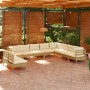 Garden furniture 10 pieces and cushions honey brown pine wood by vidaXL, Garden sets - Ref: Foro24-3096842, Price: 933,93 €, ...