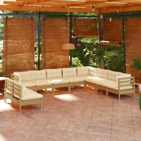 Garden furniture 10 pieces and cushions honey brown pine wood by vidaXL, Garden sets - Ref: Foro24-3096842, Price: 933,99 €, ...