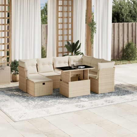 Set de sofás de jardín y cojines 8 piezas ratán sintético beige by , Garden sets - Ref: Foro24-3274678, Price: 653,65 €, Disc...