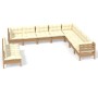 Garden furniture 10 pieces and cushions honey brown pine wood by vidaXL, Garden sets - Ref: Foro24-3096842, Price: 933,93 €, ...