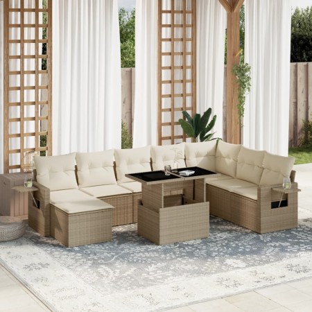 Set de sofás de jardín 9 pzas con cojines ratán sintético beige von , Gartensets - Ref: Foro24-3268098, Preis: 767,45 €, Raba...