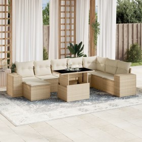 Set de sofás de jardín 9 pzas con cojines ratán sintético beige de , Conjuntos de jardín - Ref: Foro24-3269358, Precio: 785,4...