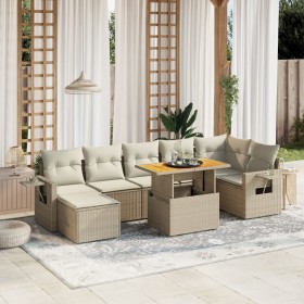 Juego de sofás de jardín con cojines beige 8 pzas ratán PE by , Garden sets - Ref: Foro24-3275711, Price: 656,72 €, Discount: %