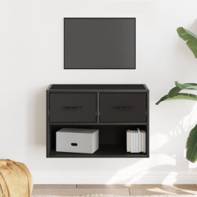 Mueble de TV metal y madera de ingeniería negro