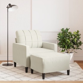 Sillón con taburete terciopelo crema 60 cm de , Sofás - Ref: Foro24-3278265, Precio: 206,61 €, Descuento: %