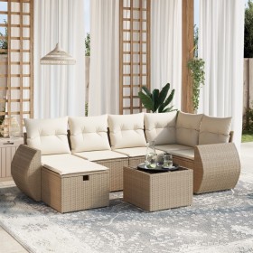 Set sofás de jardín 7 piezas y cojines ratán sintético beige de , Conjuntos de jardín - Ref: Foro24-3264114, Precio: 655,38 €...