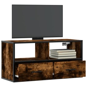 Mueble TV metal y madera contrachapada roble humo