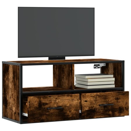 Mueble TV metal y madera contrachapada roble humo 80x31x39,5 cm | Foro24|Onlineshop| Casa, Jardín y Más Foro24.es