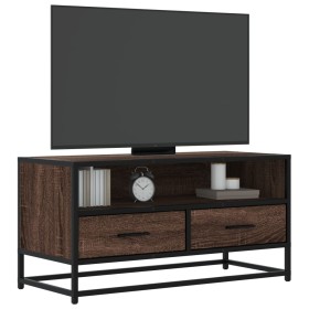 Mueble TV metal y madera ingeniería marrón roble