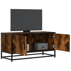 Mueble TV metal y madera ingeniería roble humo 80x34,5x40 cm von , TV-Möbel - Ref: Foro24-848826, Preis: 69,84 €, Rabatt: %