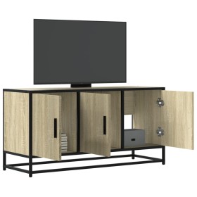 Mueble TV madera ingeniería y metal roble Sonoma