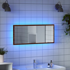 Espejo de baño LED madera ingeniería roble marrón