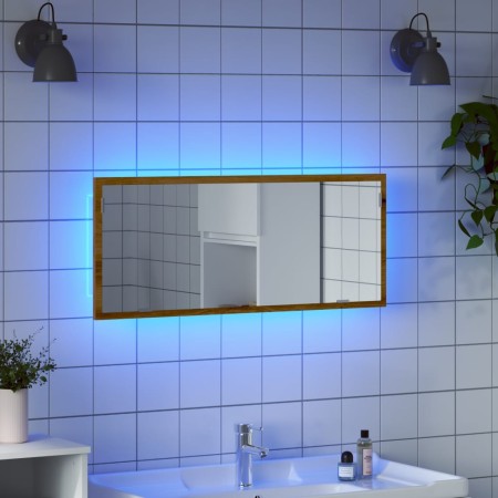 Espejo de baño LED madera ingeniería roble artisan 100x8,5x37cm de , Tocadores de baño - Ref: Foro24-856276, Precio: 73,22 €,...