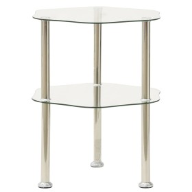 Side table 2 levels transparent tempered glass 38x38x50cm by vidaXL, Side tables - Ref: Foro24-322790, Price: 30,86 €, Discou...