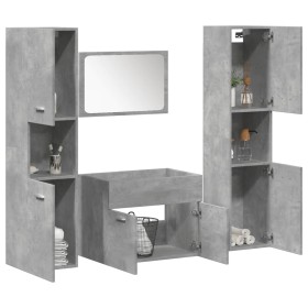 Juego muebles de baño 4 pzas madera contrachapada gris hormigón von , Badezimmermöbel - Ref: Foro24-3324874, Preis: 162,20 €,...