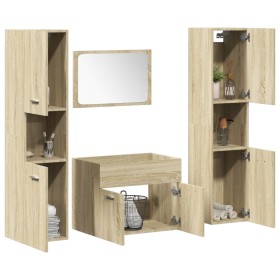 Juego de muebles de baño 4 pzas contrachapada roble Sonoma by , Bathroom furniture - Ref: Foro24-3324999, Price: 162,72 €, Di...