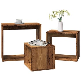 Mesas apilables 3 uds madera de ingeniería envejecida by , Side tables - Ref: Foro24-856674, Price: 69,13 €, Discount: %