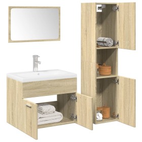 Juego de muebles de baño 4 pzas contrachapada roble Sonoma de , Muebles de baño - Ref: Foro24-3325005, Precio: 221,05 €, Desc...