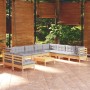 Gartenmöbel-Set 11-teilig und Kissen aus massivem Kiefernholz von vidaXL, Gartensets - Ref: Foro24-3096844, Preis: 872,87 €, ...