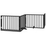 Puerta para perros plegable 4 paneles madera álamo negra 320 cm by , Dog kennels and fences - Ref: Foro24-352193, Price: 68,9...