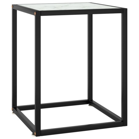 Mesa de centro negra con vidrio de mármol blanco 40x40x50 cm de vidaXL, Mesas de centro - Ref: Foro24-322909, Precio: 38,99 €...