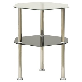 Side table with 2 levels, transparent glass and black, 38x38x50 cm by vidaXL, Side tables - Ref: Foro24-322791, Price: 28,92 ...