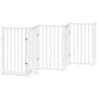 Puerta para perros plegable 9 paneles madera álamo blanca 450cm by , Dog kennels and fences - Ref: Foro24-3155706, Price: 129...