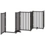 Puerta para perros plegable 9 paneles madera álamo negra 450 cm by , Dog kennels and fences - Ref: Foro24-3155712, Price: 129...