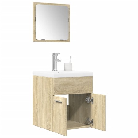 Set de muebles de baño 3 pzas madera contrachapada roble Sonoma by , Bathroom furniture - Ref: Foro24-3324986, Price: 128,99 ...