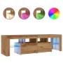 Mueble de TV luces LED madera roble artisan 140x36,5x40 cm | Foro24|Onlineshop| Casa, Jardín y Más Foro24.es