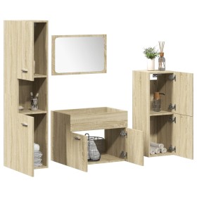 Juego de muebles de baño 4 pzas contrachapada roble Sonoma de , Muebles de baño - Ref: Foro24-3324990, Precio: 151,79 €, Desc...