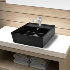 Lavabo de cerámica con agujero para grifo/desagüe