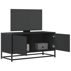 Mueble de TV madera de ingeniería y metal negro