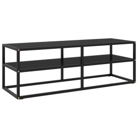 Mueble para TV negro con vidrio negro 120x40x40 cm de vidaXL, Muebles TV - Ref: Foro24-322860, Precio: 100,58 €, Descuento: %