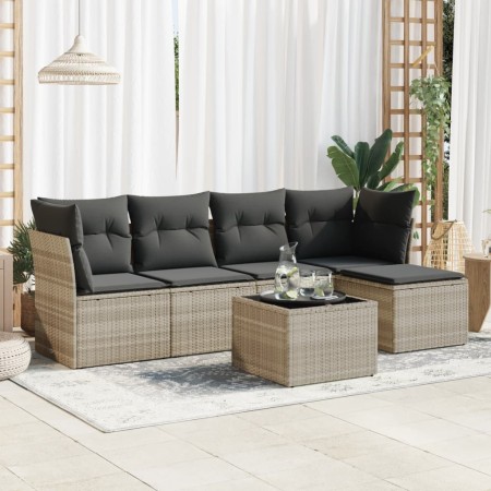 Set de sofás de jardín 6 pzas y cojines ratán sintético gris von , Gartensets - Ref: Foro24-3325278, Preis: 429,33 €, Rabatt: %