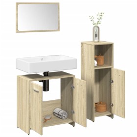 Set de muebles de baño 3 pzas madera contrachapada roble Sonoma de , Muebles de baño - Ref: Foro24-3324971, Precio: 105,21 €,...