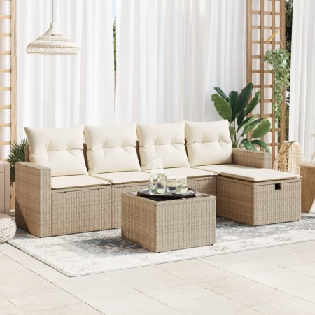 Juego de sofás jardín con cojines 6 pzas ratán sintético beige von , Gartensets - Ref: Foro24-3325374, Preis: 470,15 €, Rabat...