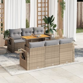 Set sofás de jardín 7 piezas y cojines ratán sintético beige de , Conjuntos de jardín - Ref: Foro24-3327111, Precio: 639,76 €...