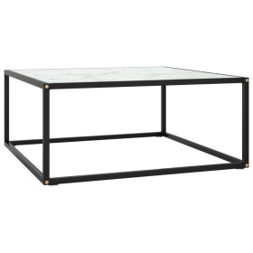 Mesa de centro negra con vidrio de mármol blanco 80x80x35 cm de vidaXL, Mesas de centro - Ref: Foro24-322877, Precio: 69,99 €...