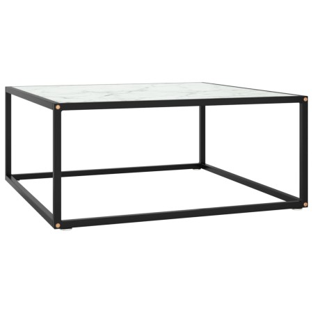 Mesa de centro negra con vidrio de mármol blanco 80x80x35 cm de vidaXL, Mesas de centro - Ref: Foro24-322877, Precio: 69,30 €...