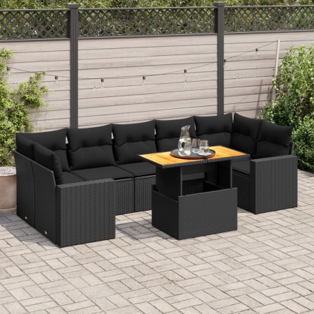 Set de sofás de jardín y cojines 8 piezas ratán sintético negro von , Gartensets - Ref: Foro24-3327009, Preis: 618,99 €, Raba...