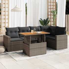 Set de muebles de jardín 6 pzas y cojines ratán