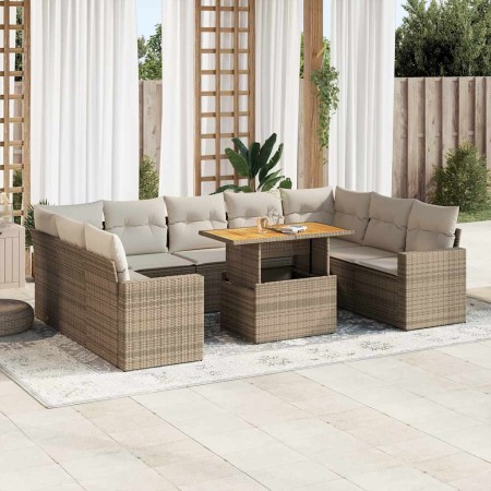 Juego de sofás jardín con cojines beige 10 pzas ratán sintético by , Garden sets - Ref: Foro24-3327082, Price: 929,04 €, Disc...